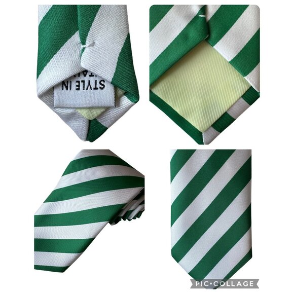 Keith Daniels Neck Tie Leprechaun St Pats Irish Milano Green Stripe Handmade - Picture 3 of 14